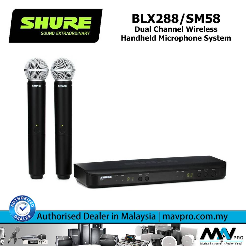 Shure BLX288/SM58 Dual Channel Wireless Handheld Microphone System